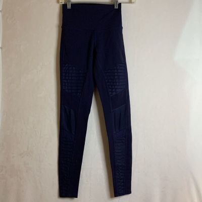 ALO Yoga Women's High Waisted Moto Style Leggings in Dark Blue Navy Size XS